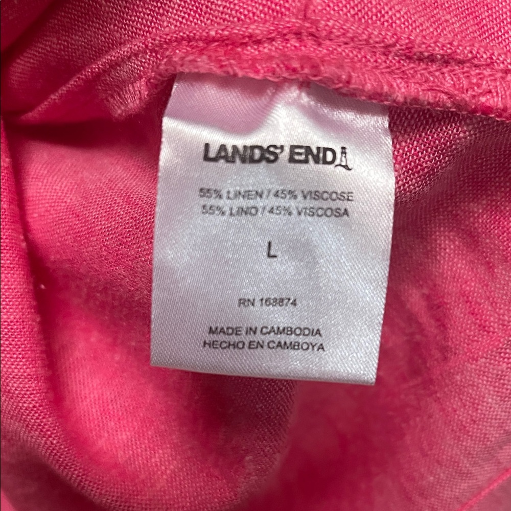 Lands' End Linen Blend Vibrant Hot Pink Tunic - Picture 8 of 10